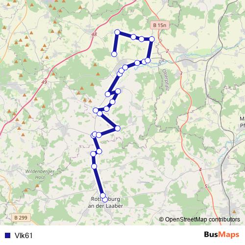 Vlk61 bus Line Map