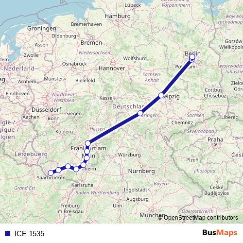 ICE 1535 rail Line Map
