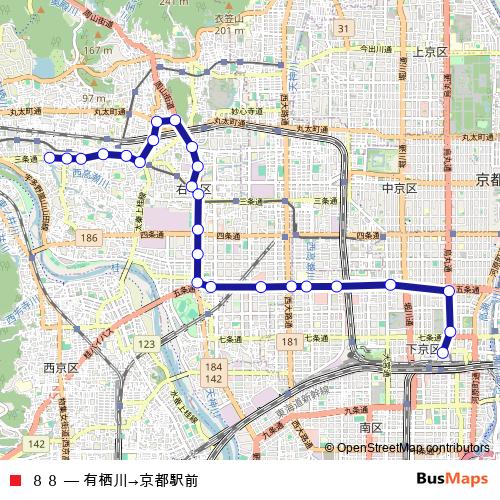 ８８ bus Line Map