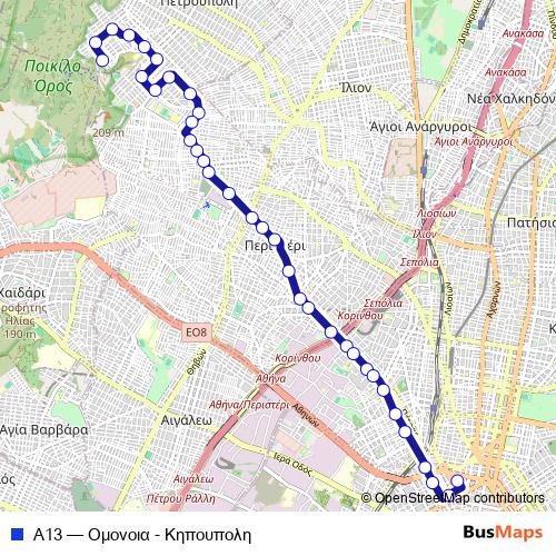 Α13 bus Line Map