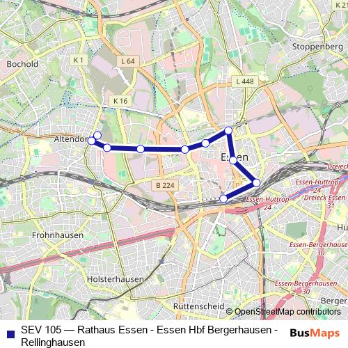 SEV 105 bus Line Map