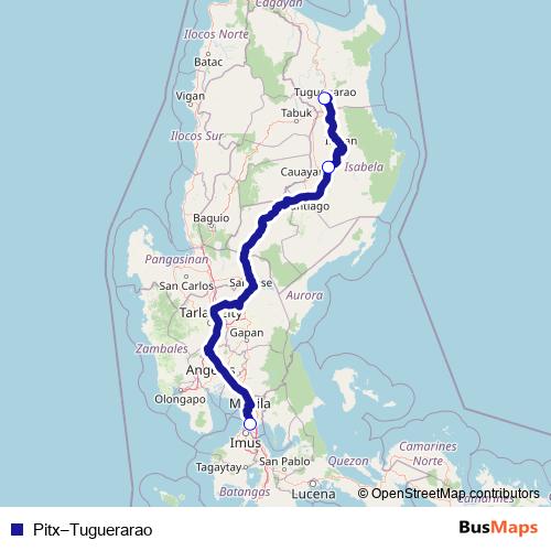 Pitx–Tuguerarao bus Line Map