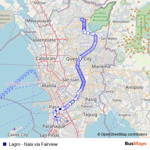 Lagro - Naia via Fairview bus Line Map