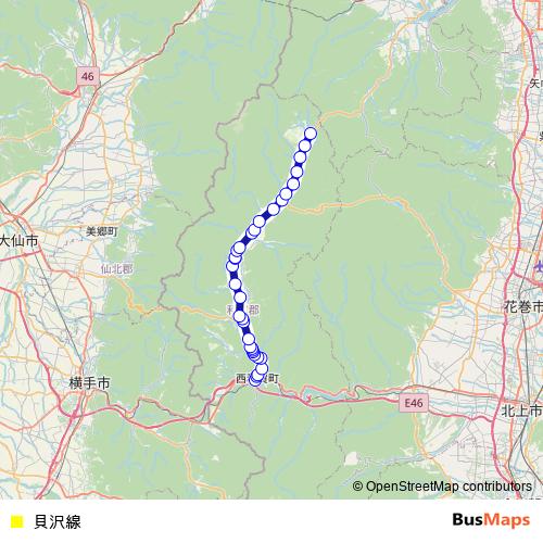 貝沢線 bus Line Map