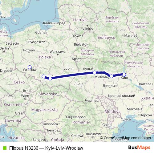 Flixbus N3236 bus Line Map