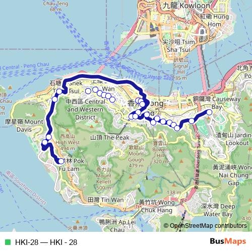 HKI-28 bus Line Map