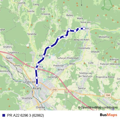 PR A22 6296 3 (62862) bus Line Map