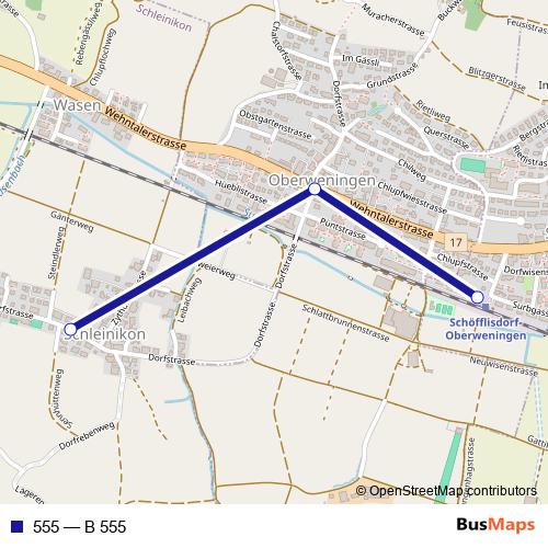 555 bus Line Map
