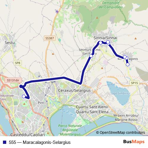 555 bus Line Map