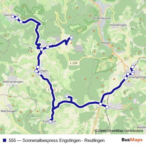555 bus Line Map