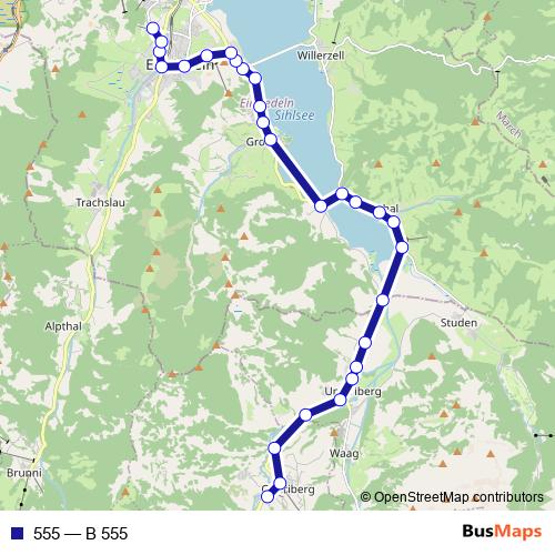 555 bus Line Map