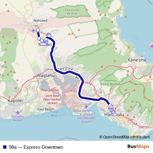 98a bus Line Map