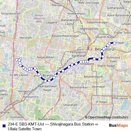 234-E SBS-KMT-Ust bus Line Map