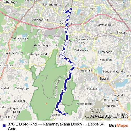 370-E D34g-Rnd bus Line Map