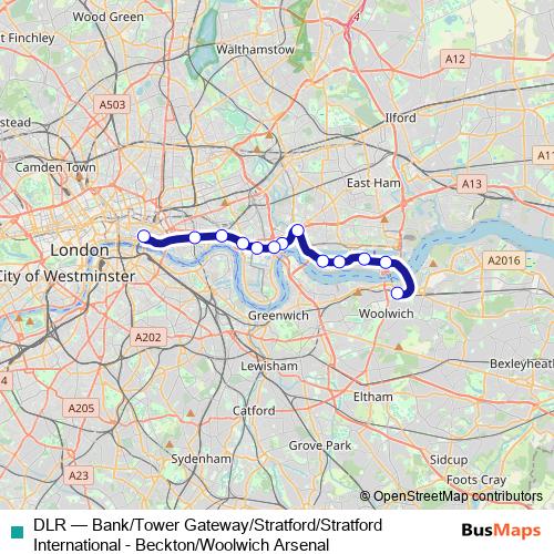 DLR tram Line Map