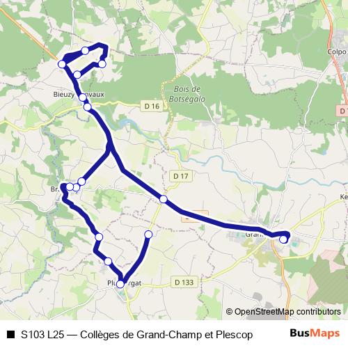 S103 L25 bus Line Map