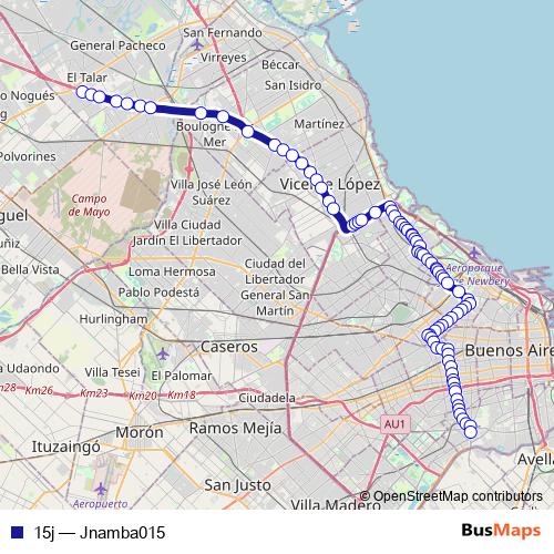 15j bus Line Map