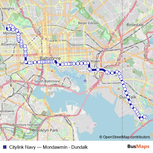Citylink Navy bus Line Map