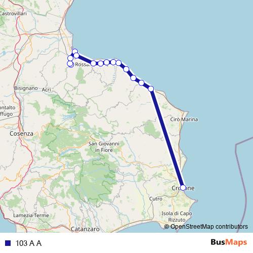 103 A A bus Line Map
