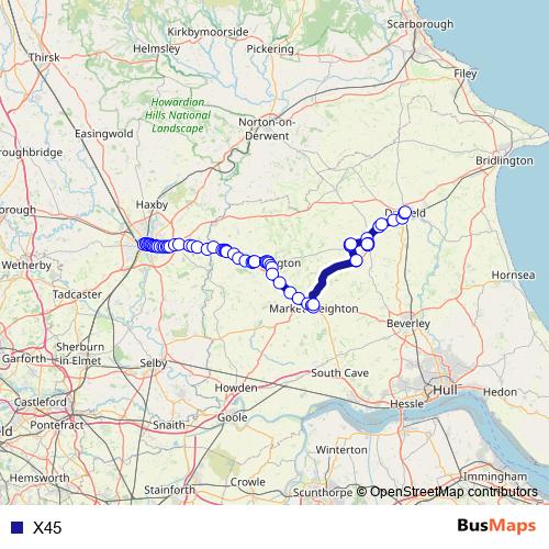 X45 bus Line Map