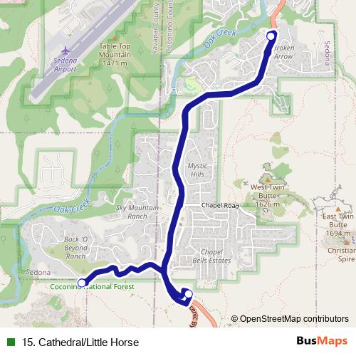 15. Cathedral/Little Horse bus Line Map