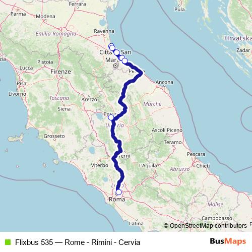 Flixbus 535 bus Line Map