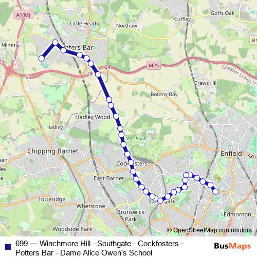 699 bus Line Map