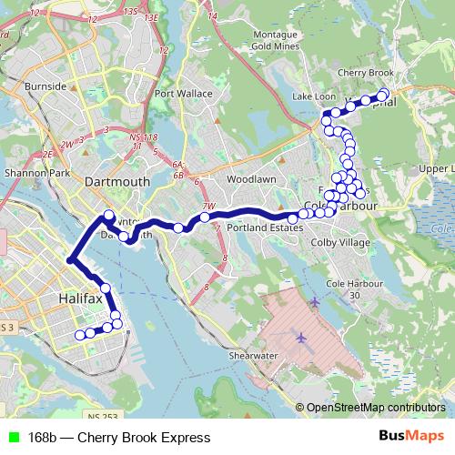 168b bus Line Map
