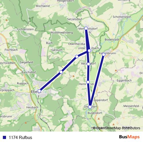 1174 Rufbus bus Line Map