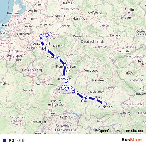 ICE 618 rail Line Map