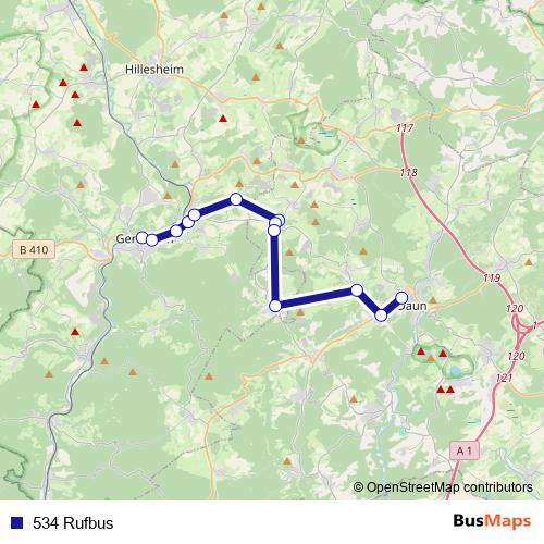 534 Rufbus bus Line Map