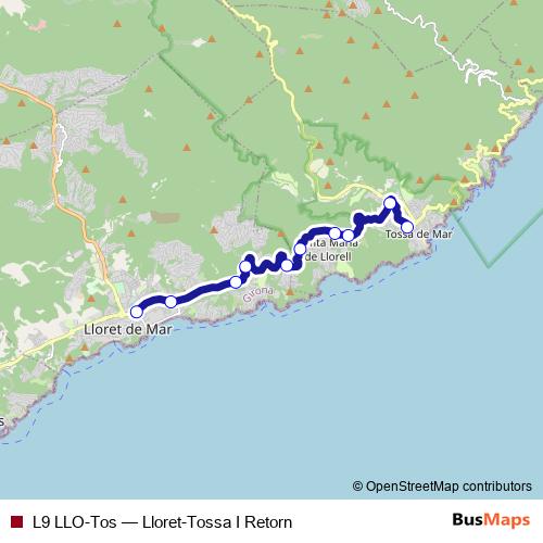 L9 LLO-Tos bus Line Map