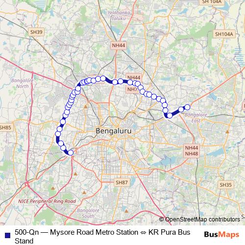 500-Qn bus Line Map