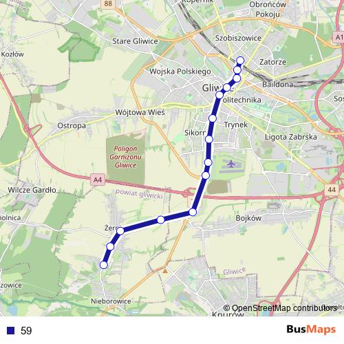 59 bus Line Map