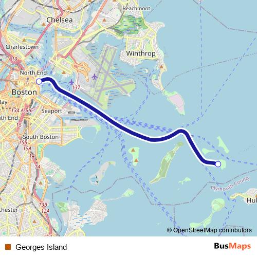 Georges Island ferry Line Map