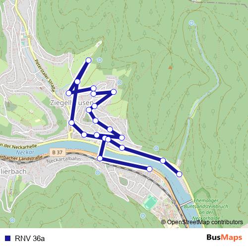 RNV 36a bus Line Map