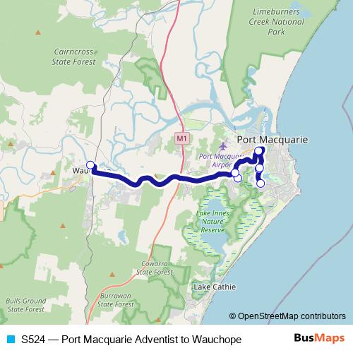 S524 bus Line Map