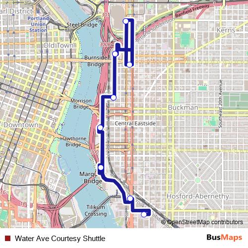 Water Ave Courtesy Shuttle bus Line Map