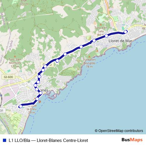 L1 LLO/Bla bus Line Map
