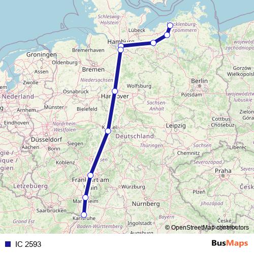 IC 2593 rail Line Map