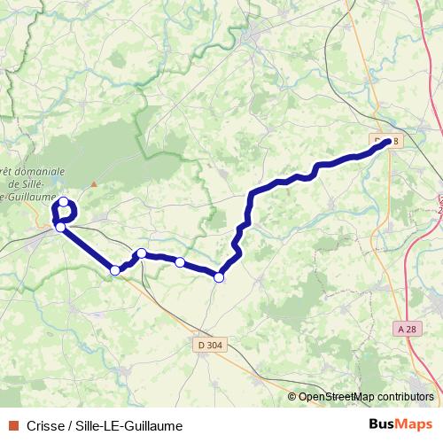 Crisse / Sille-LE-Guillaume bus Line Map
