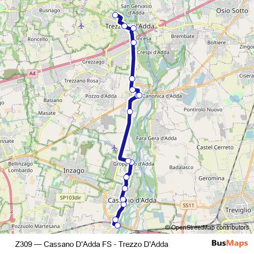 Z309 bus Line Map
