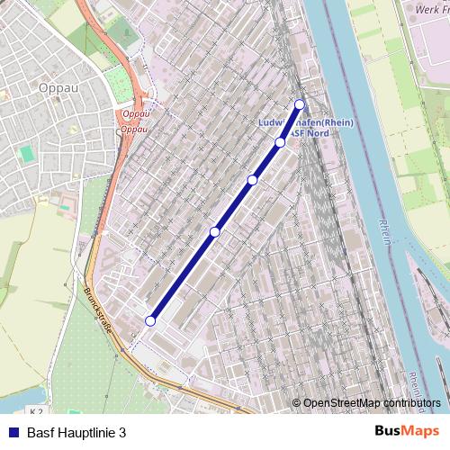 Basf Hauptlinie 3 bus Line Map