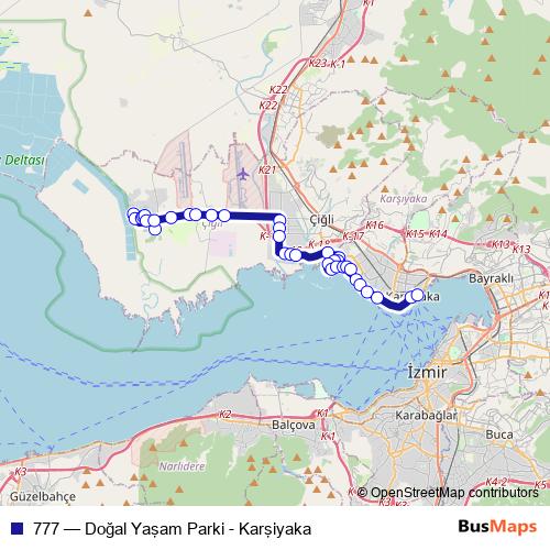 777 bus Line Map