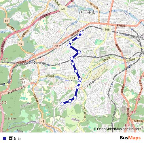 西５５ bus Line Map