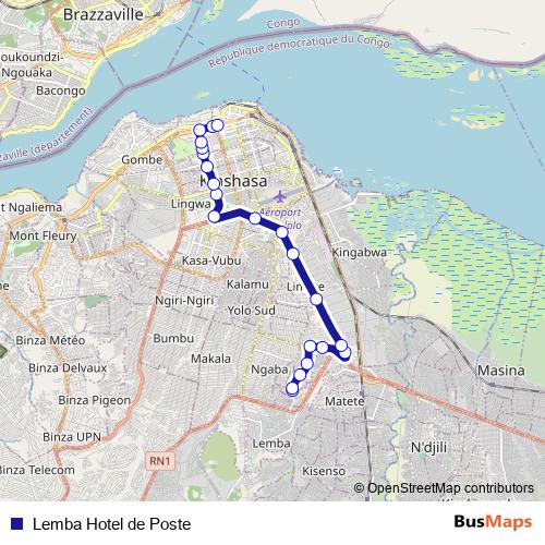 Lemba Hotel de Poste bus Line Map