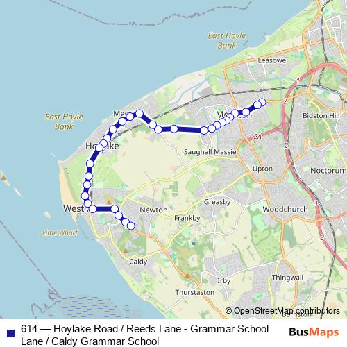 614 bus Line Map