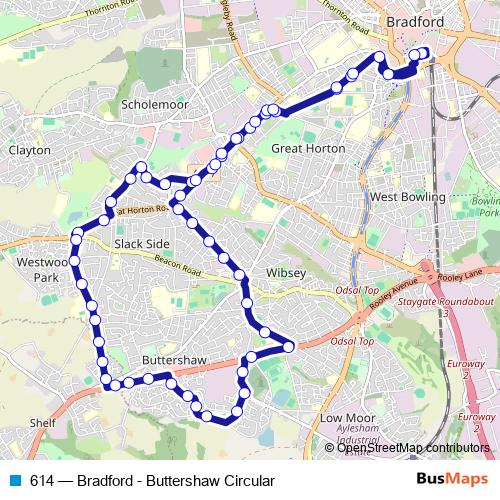 614 bus Line Map