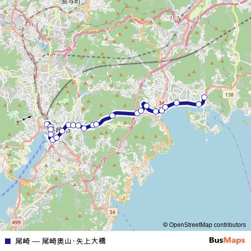尾崎 bus Line Map