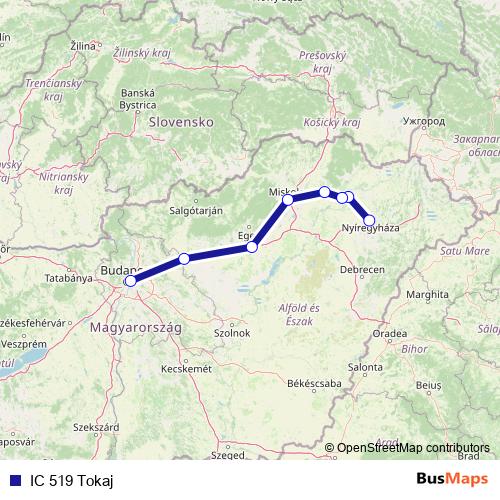 IC 519 Tokaj rail Line Map